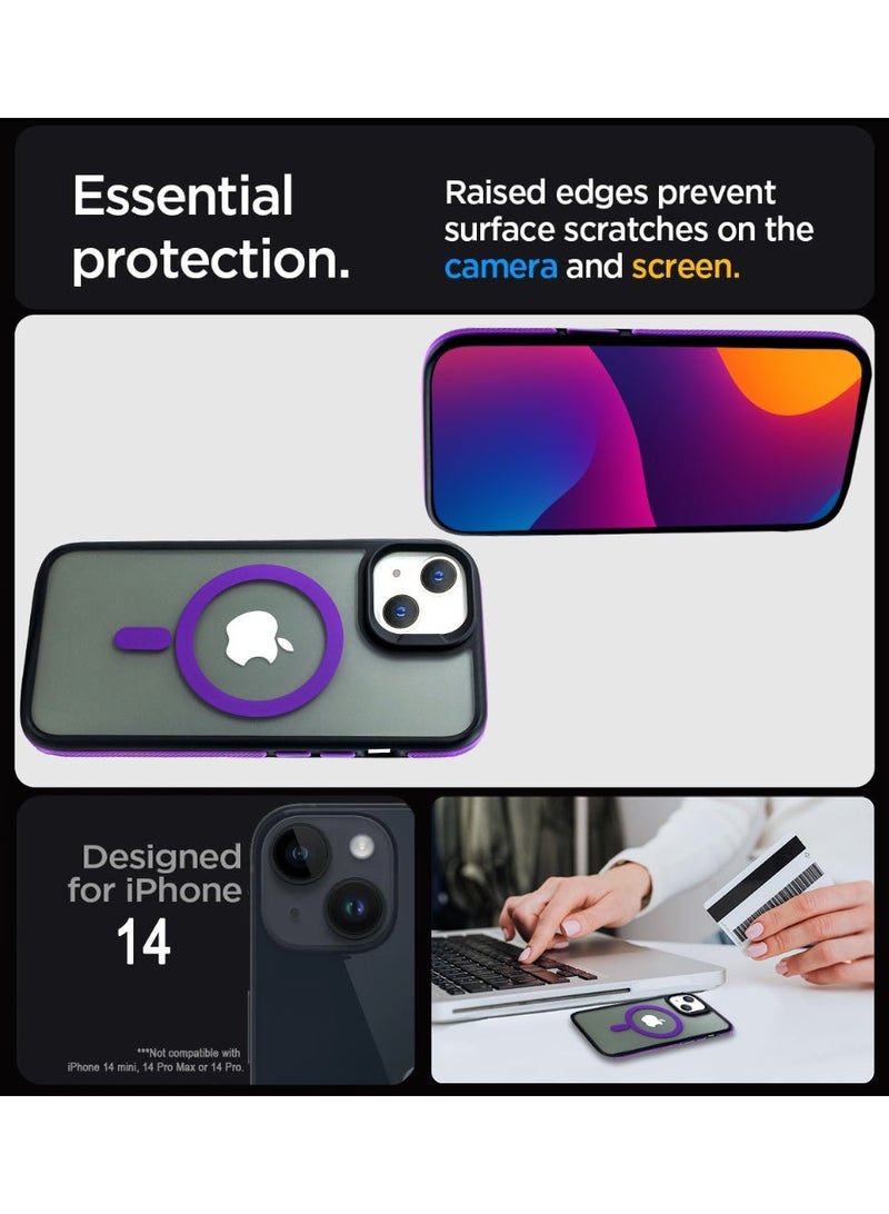 زاديوس جراب هاتف متوافق مع ايفون 14 - مقاوم للصدمات باللون الأسود غير اللامع مع لمسات بنفسجية متوافق مع الشواحن اللاسلكية - Image 4