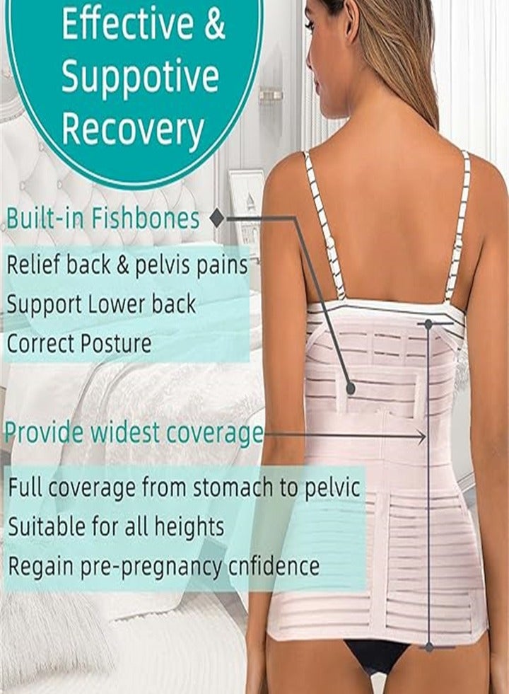 3 in 1 Postpartum Support Recovery Belly Wrap, After Pregnancy, C-Section, Postpartum Belly Band, Body Shaper, Beige - Image 3