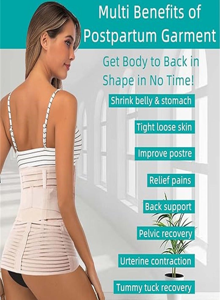 3 in 1 Postpartum Support Recovery Belly Wrap, After Pregnancy, C-Section, Postpartum Belly Band, Body Shaper, Beige - Image 5