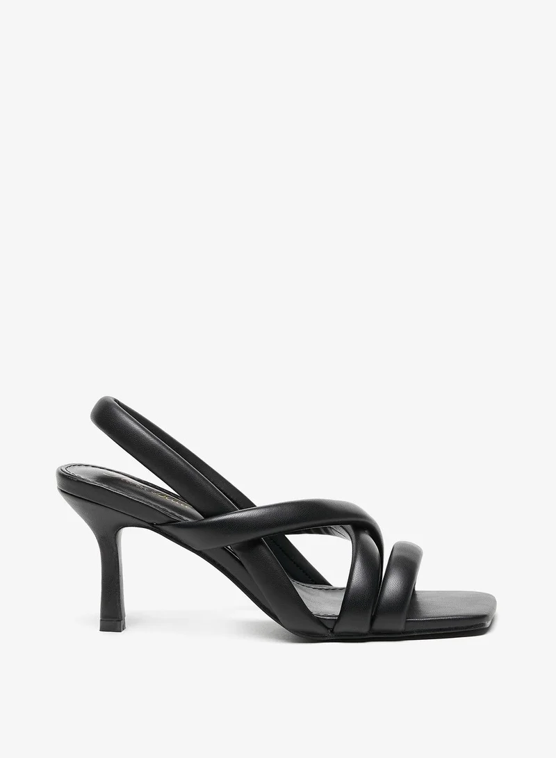 فلورا بيلا Womens Solid Slingback Cross Strap Sandals with Stiletto Heels