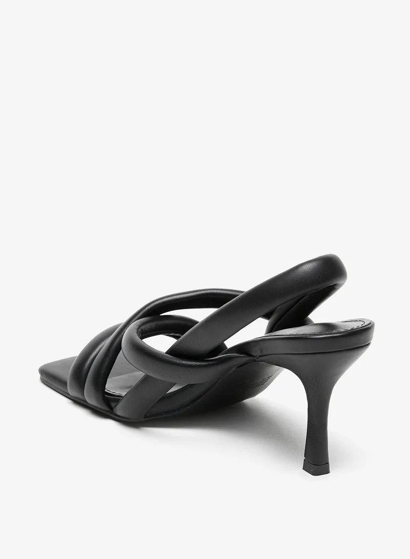 فلورا بيلا Womens Solid Slingback Cross Strap Sandals with Stiletto Heels