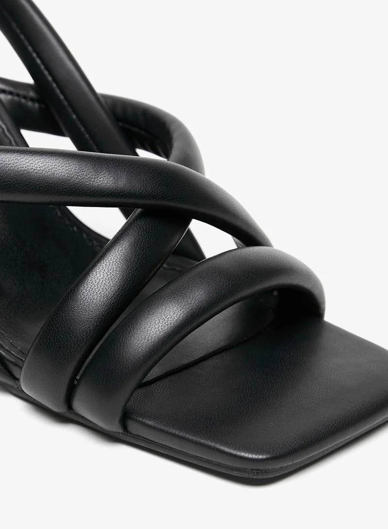 فلورا بيلا Womens Solid Slingback Cross Strap Sandals with Stiletto Heels