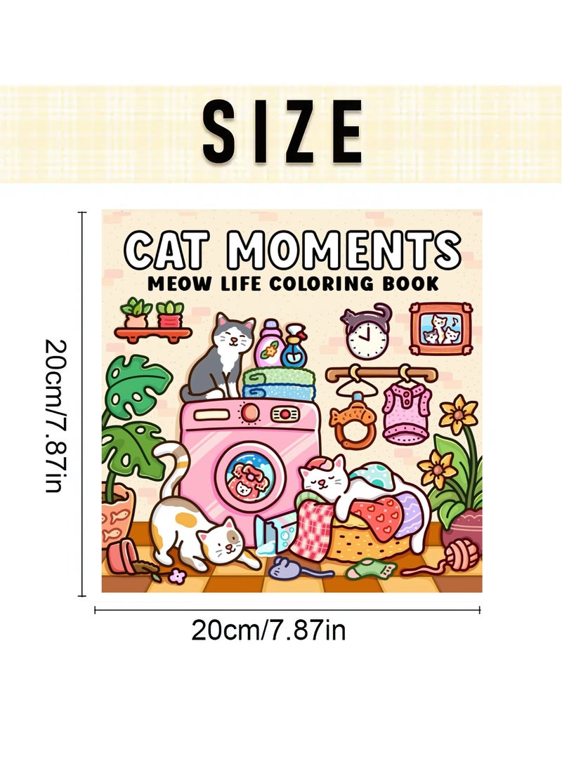 Coloring Book for Adults & Teens, Cat Moments: Easy-to-Color Relax Book with Fun Illustrations, High-Quality Paper, Meow Life Coloring Book , Perfect Gift for Cozy Spaces & Holiday Gifting - Image 2