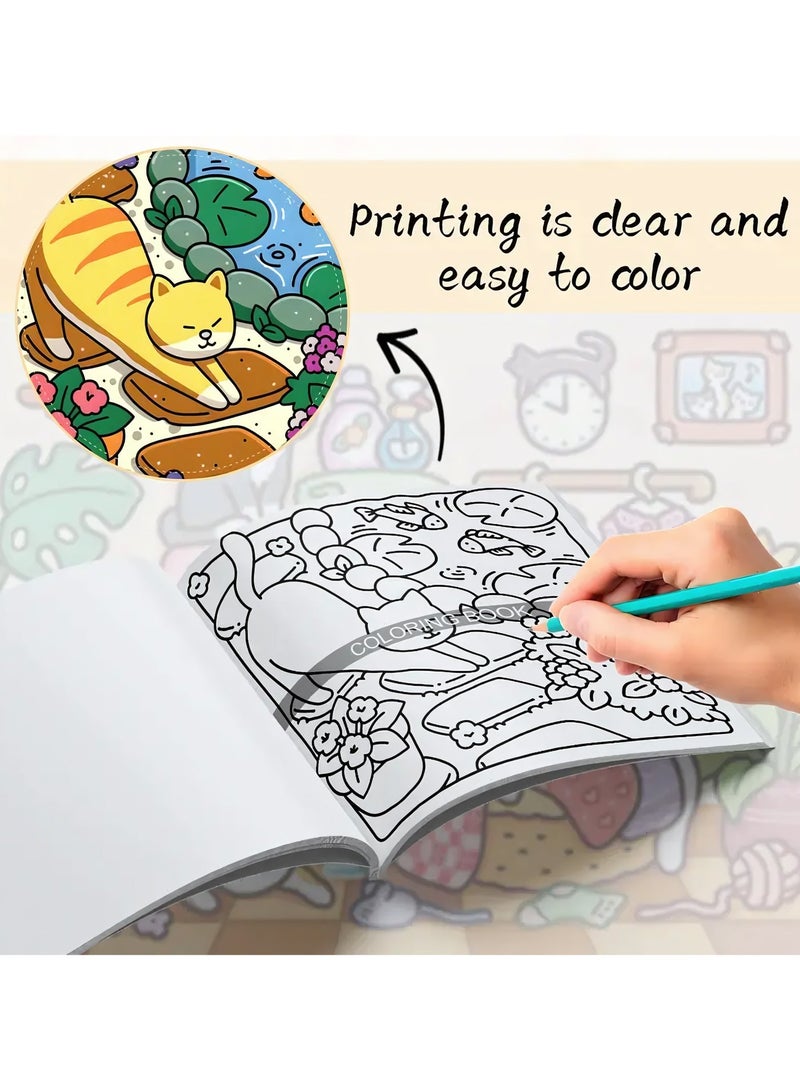Coloring Book for Adults & Teens, Cat Moments: Easy-to-Color Relax Book with Fun Illustrations, High-Quality Paper, Meow Life Coloring Book , Perfect Gift for Cozy Spaces & Holiday Gifting - Image 3