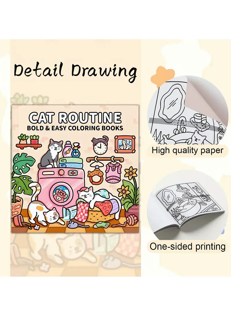 Coloring Book for Adults & Teens, Cat Moments: Easy-to-Color Relax Book with Fun Illustrations, High-Quality Paper, Meow Life Coloring Book , Perfect Gift for Cozy Spaces & Holiday Gifting - Image 4
