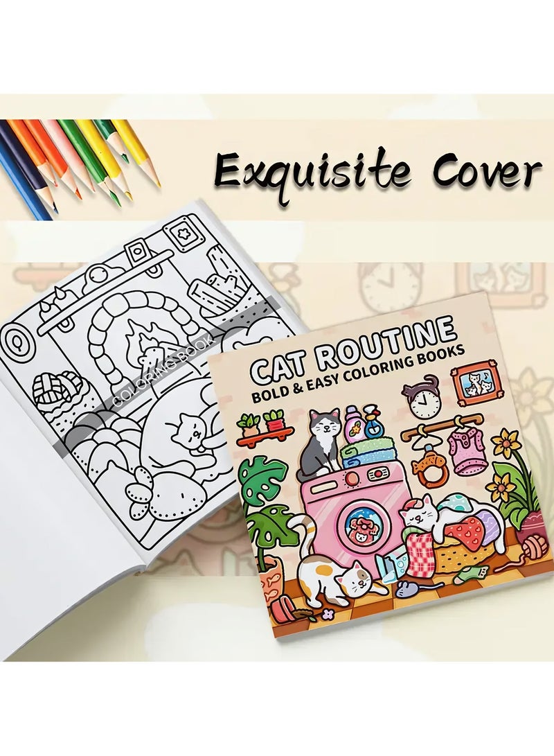Coloring Book for Adults & Teens, Cat Moments: Easy-to-Color Relax Book with Fun Illustrations, High-Quality Paper, Meow Life Coloring Book , Perfect Gift for Cozy Spaces & Holiday Gifting - Image 5