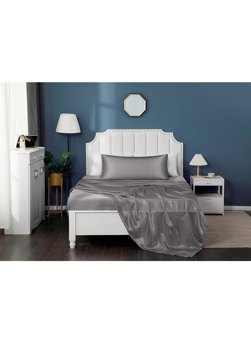 VITION Satin Silk Pillow Case Cover for Hair and Skin, Soft Breathable Smooth Both Sided Silk Pillow Cover Pair (Queen - 50 x 75cm - 2pcs - Dark Grey) - Image 3