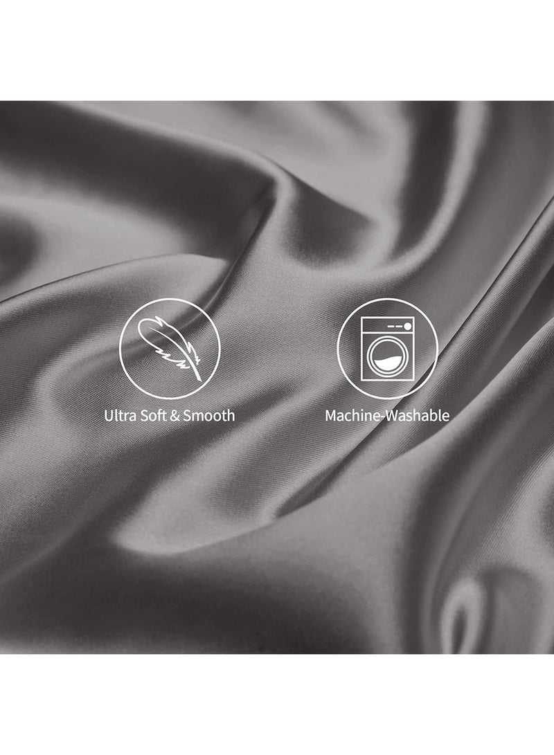VITION Satin Silk Pillow Case Cover for Hair and Skin, Soft Breathable Smooth Both Sided Silk Pillow Cover Pair (Queen - 50 x 75cm - 2pcs - Dark Grey) - Image 5