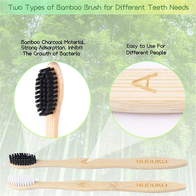 NUDUKO Biodegradable Toothbrush Bamboo Toothbrushes 10 Pack - Eco-Friendly, Natural Wooden Tooth Brush, BPA Free Travel Size Organic Soft Bristle Toothbrush, Soft Toothbrushes for Adults - Image 3
