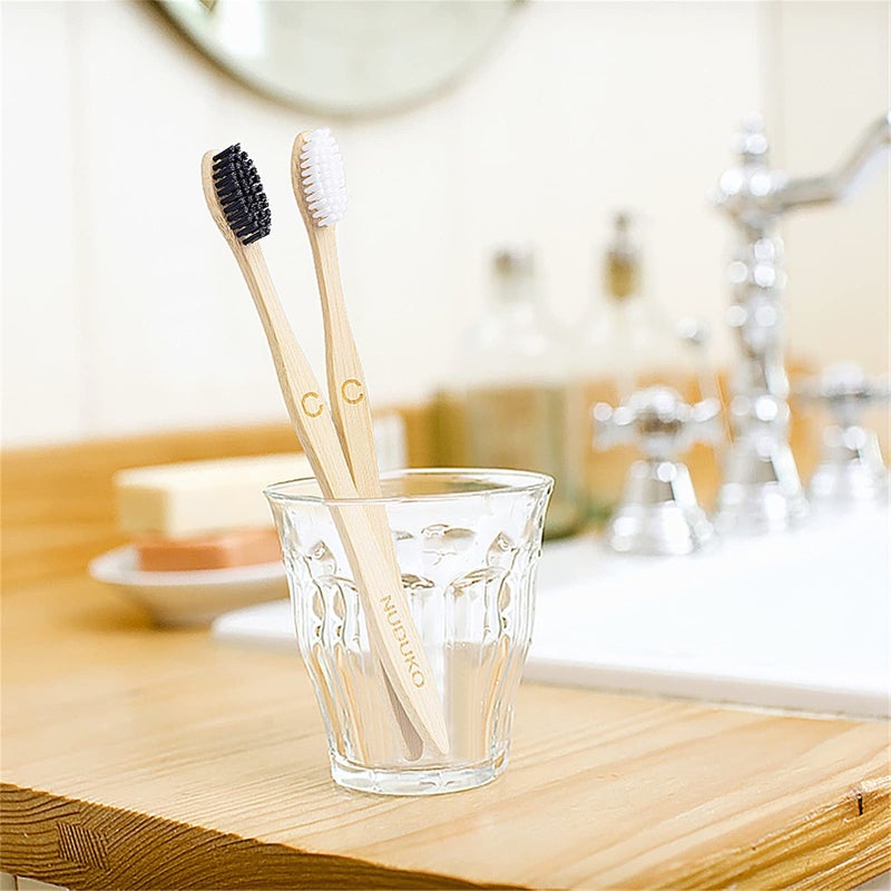 NUDUKO Biodegradable Toothbrush Bamboo Toothbrushes 10 Pack - Eco-Friendly, Natural Wooden Tooth Brush, BPA Free Travel Size Organic Soft Bristle Toothbrush, Soft Toothbrushes for Adults - Image 4