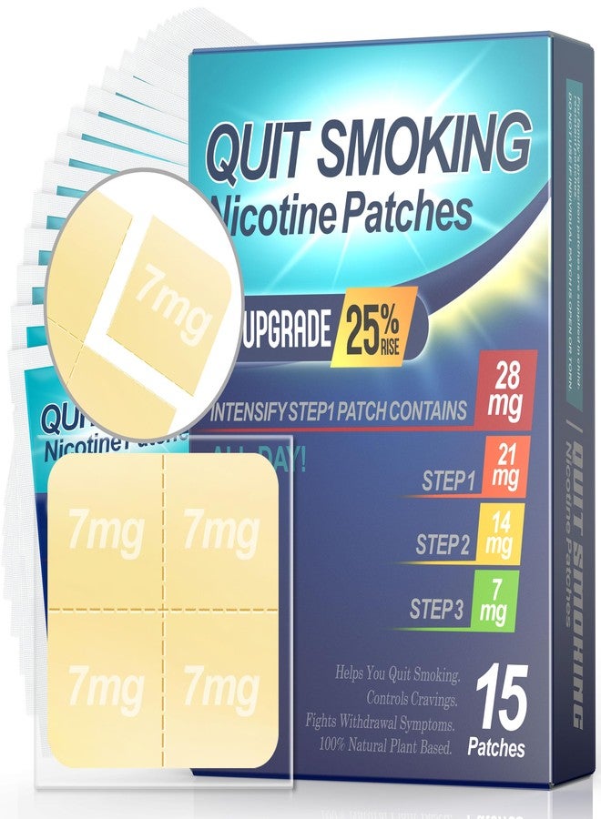WOFANLI Nicotine Patches Step 1+, 21mg Upgraded to 28mg, It Can de Divided Into Four Pieces, 7mg. Quit Smoking Aid, Patch Provides a 24-Hour Nicotine Transdermal System (15 Phtches) - Image 1