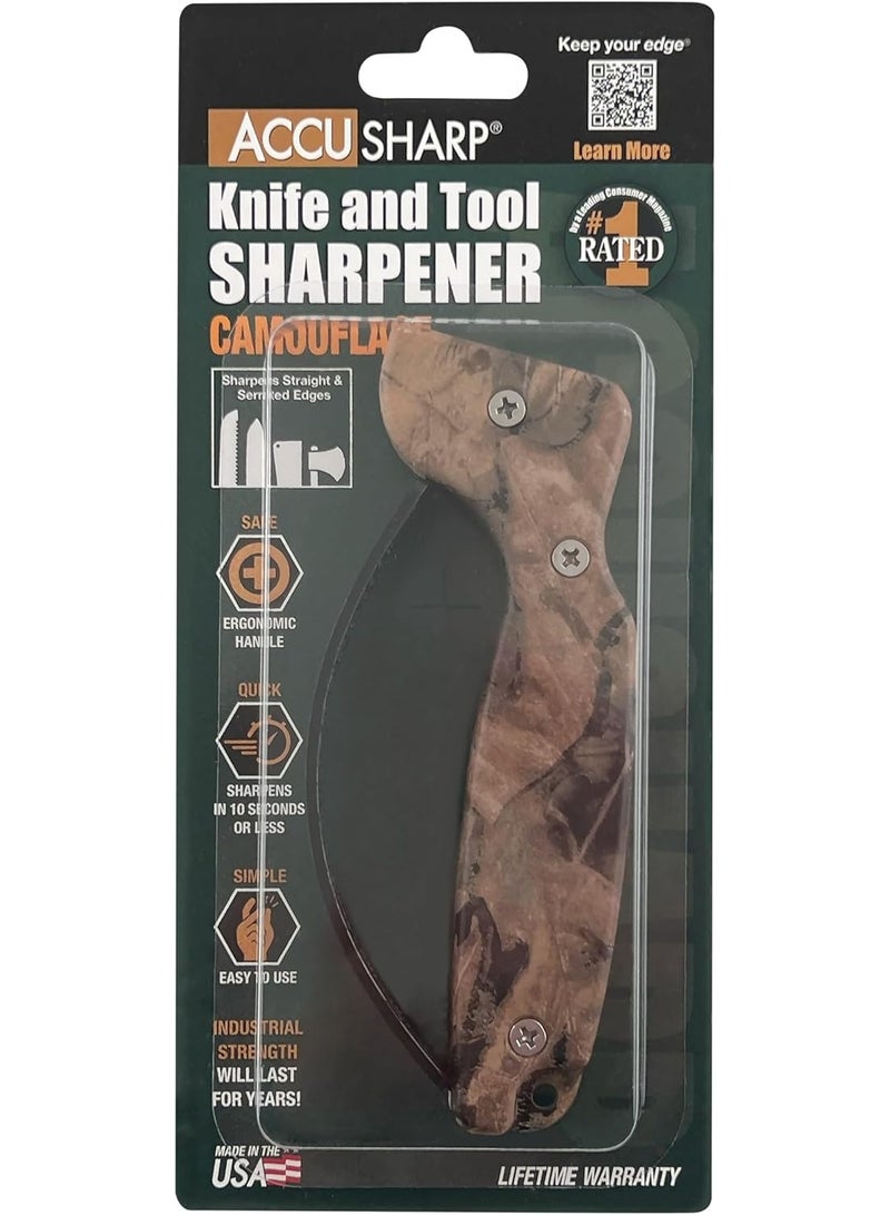 AccuSharp Knife Sharpener, Ergonomic Comfortable Handle, Compact & Easy to Use, Restore and Hone Straight & Serrated Knives, Camo - Image 2