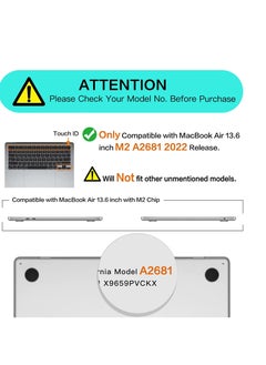 CaseBuy Case for MacBook Air 13.6 inch M2 A2681 2022 Release Crystal Clear Case Plastic Hard Shell & Keyboard Cover & Screen Protector Compatible with MacBook Air 13.6" Transparent  - Image 5