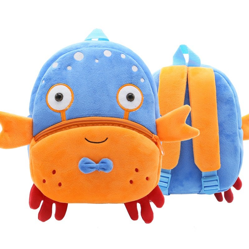 Plush Kids Backpack, Crab Animal Design, Soft Lightweight School Bag for Toddlers and Preschool Kids - Image 5