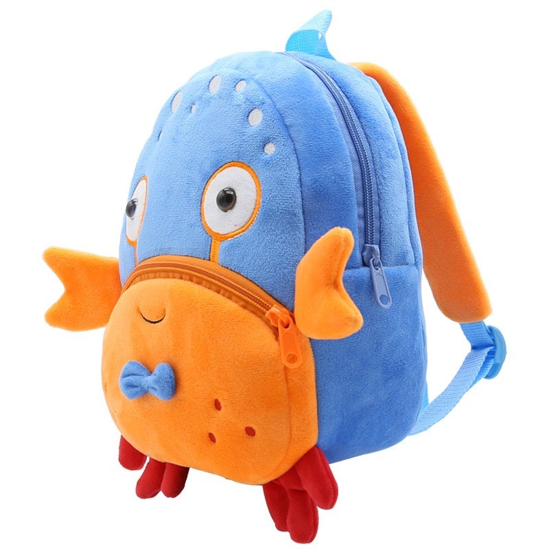 Plush Kids Backpack, Crab Animal Design, Soft Lightweight School Bag for Toddlers and Preschool Kids - Image 2
