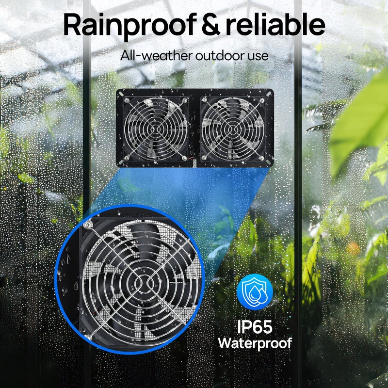 DC HOUSE 20W Solar Powered Exhaust Fan for Chicken Coops Greenhouses Sheds Pet Houses and Windows Waterproof and Easy Plug and Play Installation Max Applicable Space 880ft3 (25 m3) - Image 4