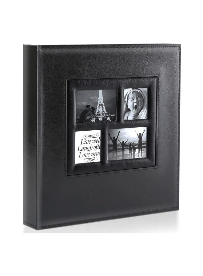 CMGTYYD Photo Album, 500 4x6In Pockets Photos, Leather Cover Extra Large Capacity Family Wedding Picture Albums Holds 500 Horizontal and Vertical Photos (Black) - Image 1