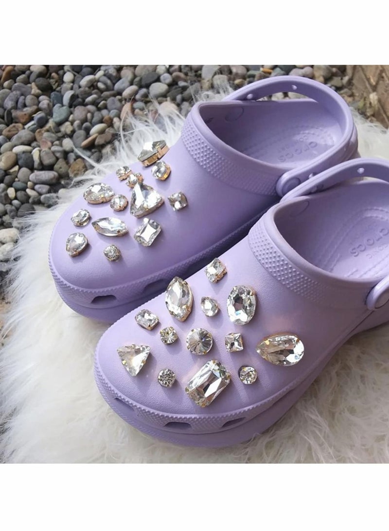 Shoe Charms Crystal Diamond Clog Sandals Decoration Girls Shine Shoes Accessories Bling Sparkly Rhinestone Sticker Prefect Gift for Girl friend/Wife/Mother/Sister/Daughter, 20 Pcs Random - Image 2