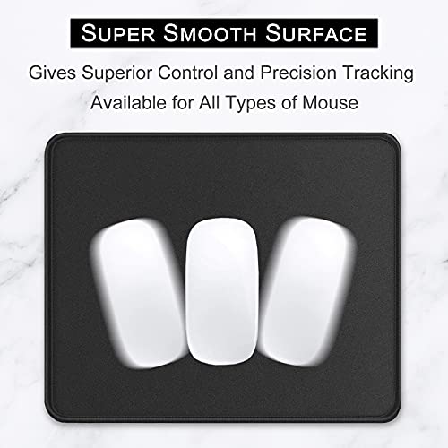 Hsurbtra Mouse Pad, Premium-Textured Square Mousepad 10.2 x 8.3 Inch, Stitched Edge Anti-Slip Waterproof Rubber Pretty Cute Computer Mat for Office Gaming Laptop Women Kids Jet Black - Image 2