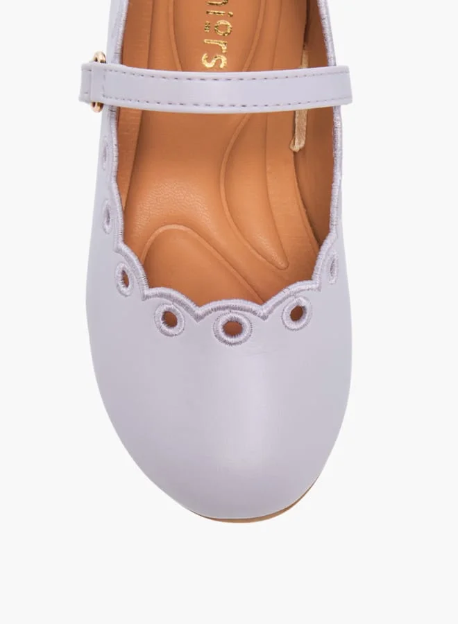 JUNIORS Girls Scallop Detail Ballerina Shoes With Hook And Loop Closure