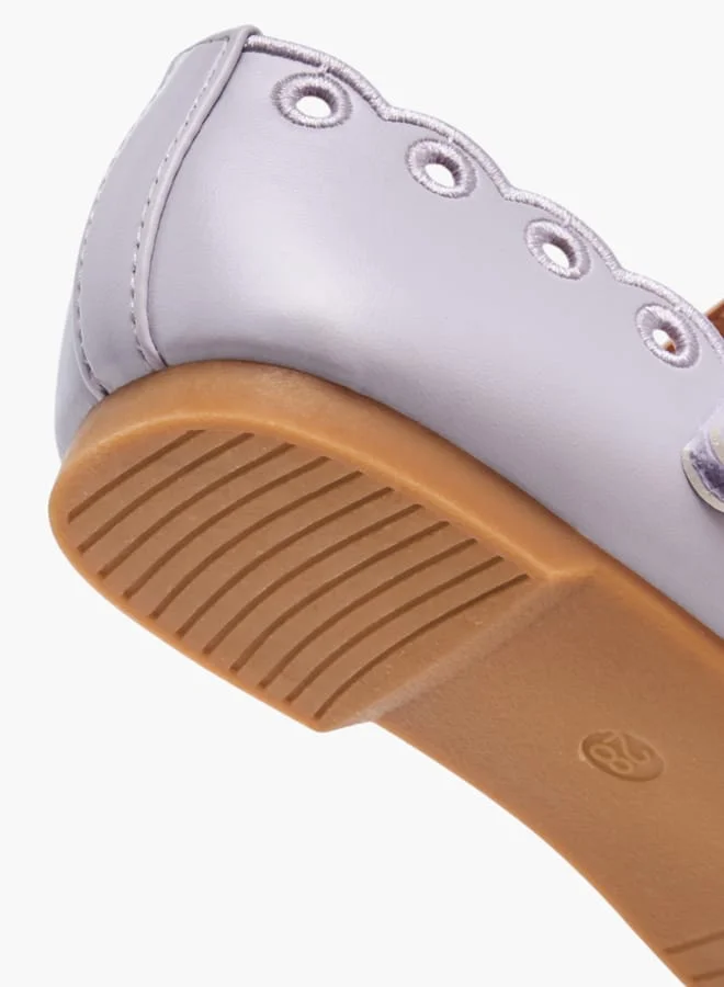 JUNIORS Girls Scallop Detail Ballerina Shoes With Hook And Loop Closure
