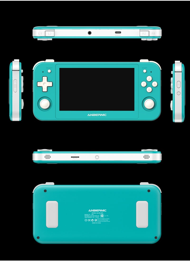 ANBERNIC  - Anbernic RG505 Handheld Game Console 4.95-inch OLED Touch Screen 960:544 Android 12 Unisoc Tiger T618 64-bit 4GB LPDDR4X 26 Emulators with Gift Package【Turqoise-256G with 31,000 Games Pre-installed】 - Image 1