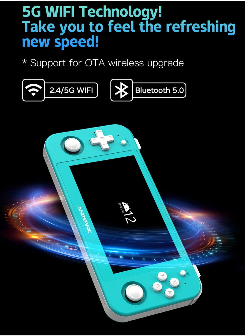 ANBERNIC  - Anbernic RG505 Handheld Game Console 4.95-inch OLED Touch Screen 960:544 Android 12 Unisoc Tiger T618 64-bit 4GB LPDDR4X 26 Emulators with Gift Package【Turqoise-256G with 31,000 Games Pre-installed】 - Image 1