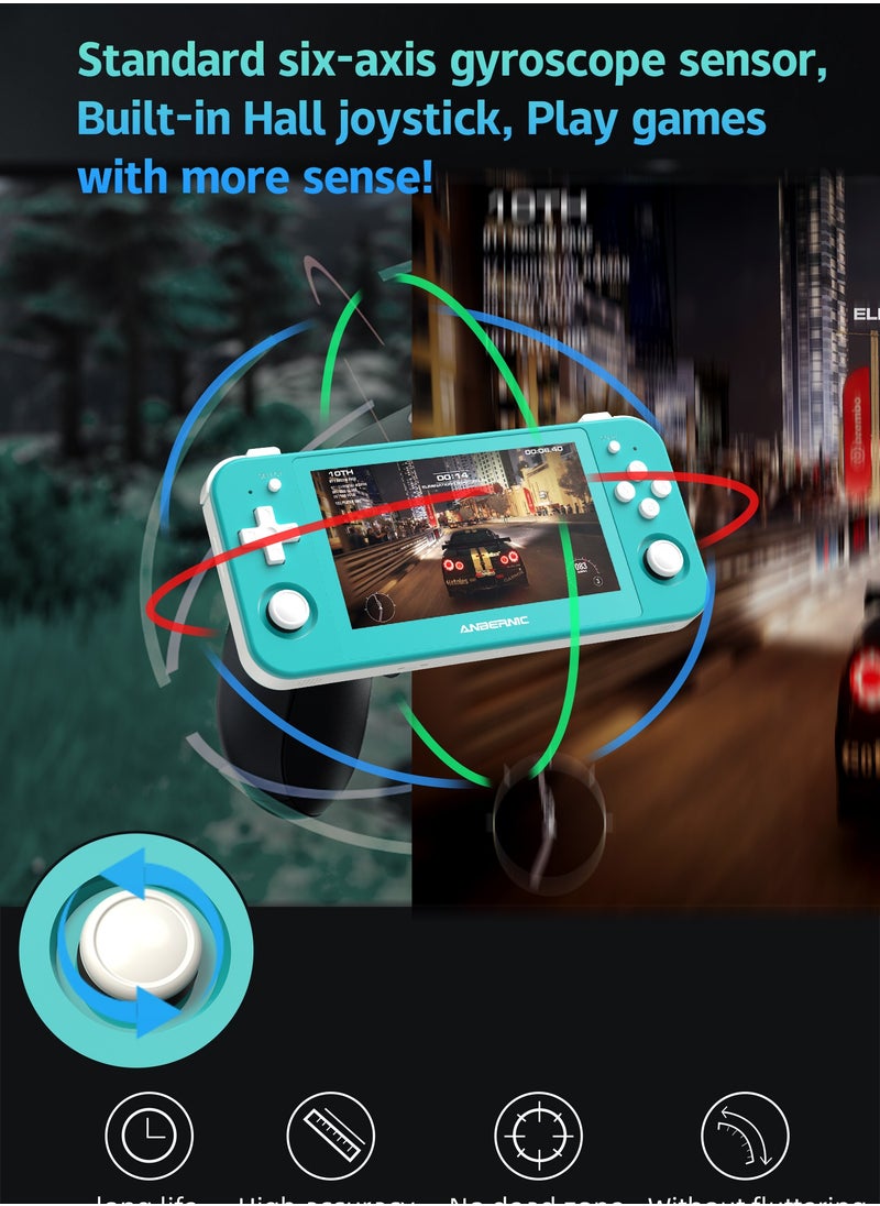 ANBERNIC  - Anbernic RG505 Handheld Game Console 4.95-inch OLED Touch Screen 960:544 Android 12 Unisoc Tiger T618 64-bit 4GB LPDDR4X 26 Emulators with Gift Package【Turqoise-256G with 31,000 Games Pre-installed】 - Image 1