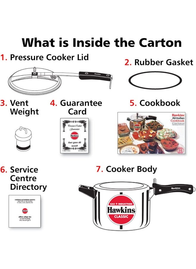 Hawkins - 4 Liters Classic Aluminium Pressure Cooker With Inner Lid,Induction Compatible,Silver - Image 1
