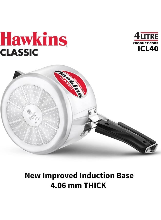 Hawkins - 4 Liters Classic Aluminium Pressure Cooker With Inner Lid,Induction Compatible,Silver - Image 1