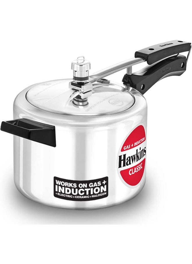 Hawkins - 4 Liters Classic Aluminium Pressure Cooker With Inner Lid,Induction Compatible,Silver - Image 1
