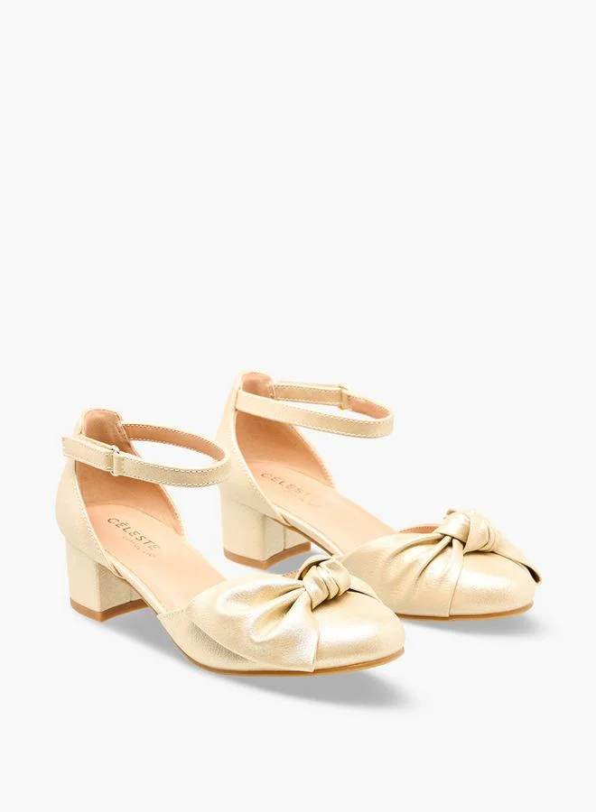 Girls Block Heel Ankle Strap Shoes