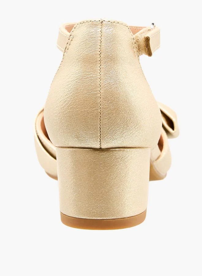 Celeste GOLD Girls Block Heel Ankle Strap Shoes for Women | Best Price UAE