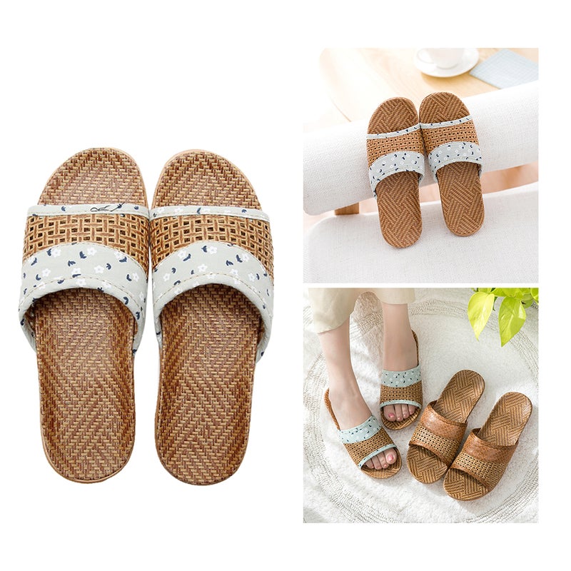 2 Pairs Printing Thick Bottom Slippers Shoes Non Sandals Open Toed Slippers for Home (Green, Size 25CM, 8US, 5.5UK，39EU, 9.825Inch ) - Image 2