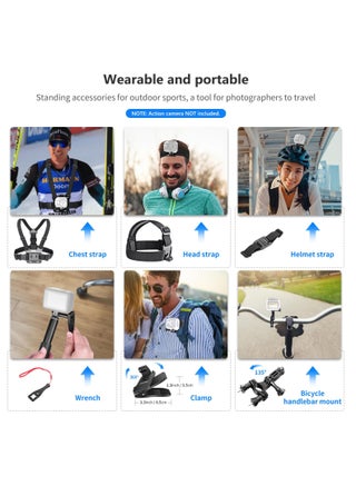 50 In 1 Action 5 Camera Accessory Kit Compatible with GoPro Hero 13 12 11 DJI OSMO 4 3 2 Insta360 X4 X3 SJCAM AKASO VicTsing APEMAN Campark Sony Sports DV with GP-10 Action Camera Pole Mount - view 4