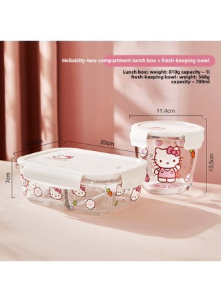 Hellokitty Glass Lunch Box With Lid Lunch Box Fresh Bowl Portable Fruit Salad Box Partition Bowl Soup Bowl-Specifications:Two-part Lunch Box + Round Soup Bowl Hello-Color:Standard - pzsku/Z77ACFE8D1E7960D4F151Z/45/1743170401/fb3cafc2-627d-48df-abc2-ab02b13a3aec