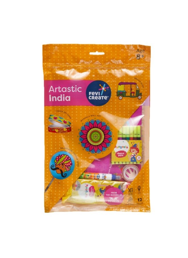 Pidilite Fevicreate Artastic India Craft Kit | Project Book with 12 Educational Activities, Colours, Craft Supplies | Fun way to boost child's knowledge | By Fevicol | Return Gift for Kids Age 8+ years  - Image 1