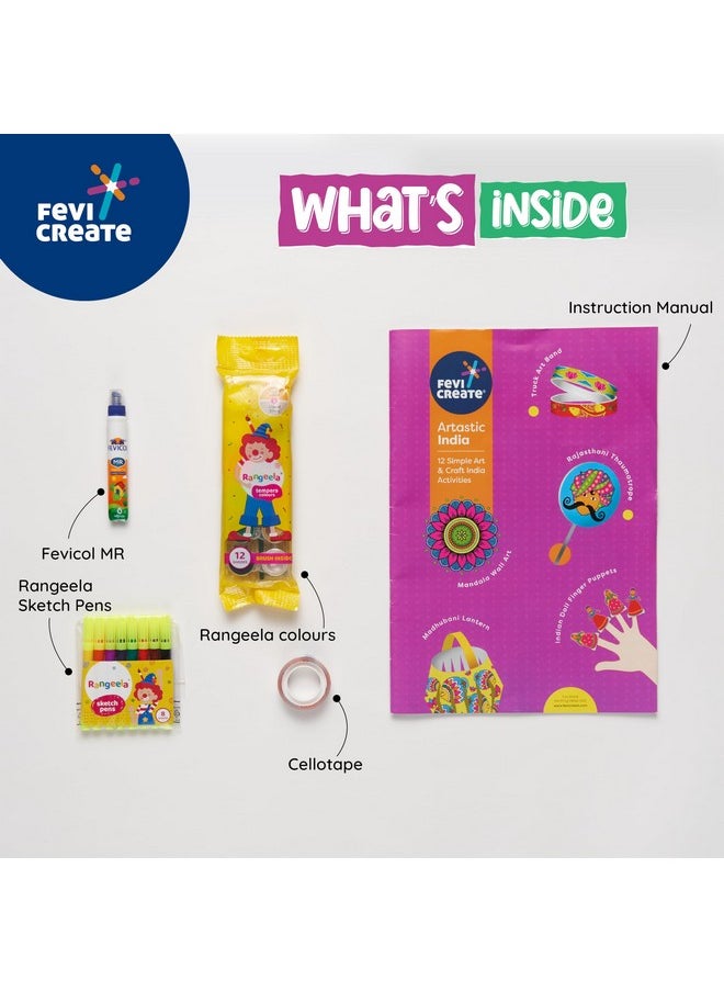 Pidilite Fevicreate Artastic India Craft Kit | Project Book with 12 Educational Activities, Colours, Craft Supplies | Fun way to boost child's knowledge | By Fevicol | Return Gift for Kids Age 8+ years  - Image 2
