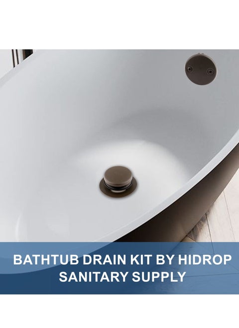 Black Bathtub Drain Tip Toe Two Hole, Tip Toe Bathtub Drain Conversion Kit Assembly, with 2 Hole Overflow Faceplate and Universal Fine and Coarse Thread, Matte Black