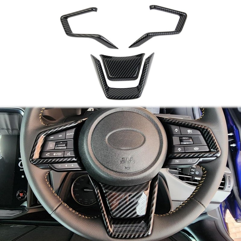 Fewshaw Steering Wheel Cover Molding Trims for 20182025 Subaru CrosstrekLegacyOutback20192025 AscentForester20172025 Impreza20222025 WRX Carbon Fiber Style
