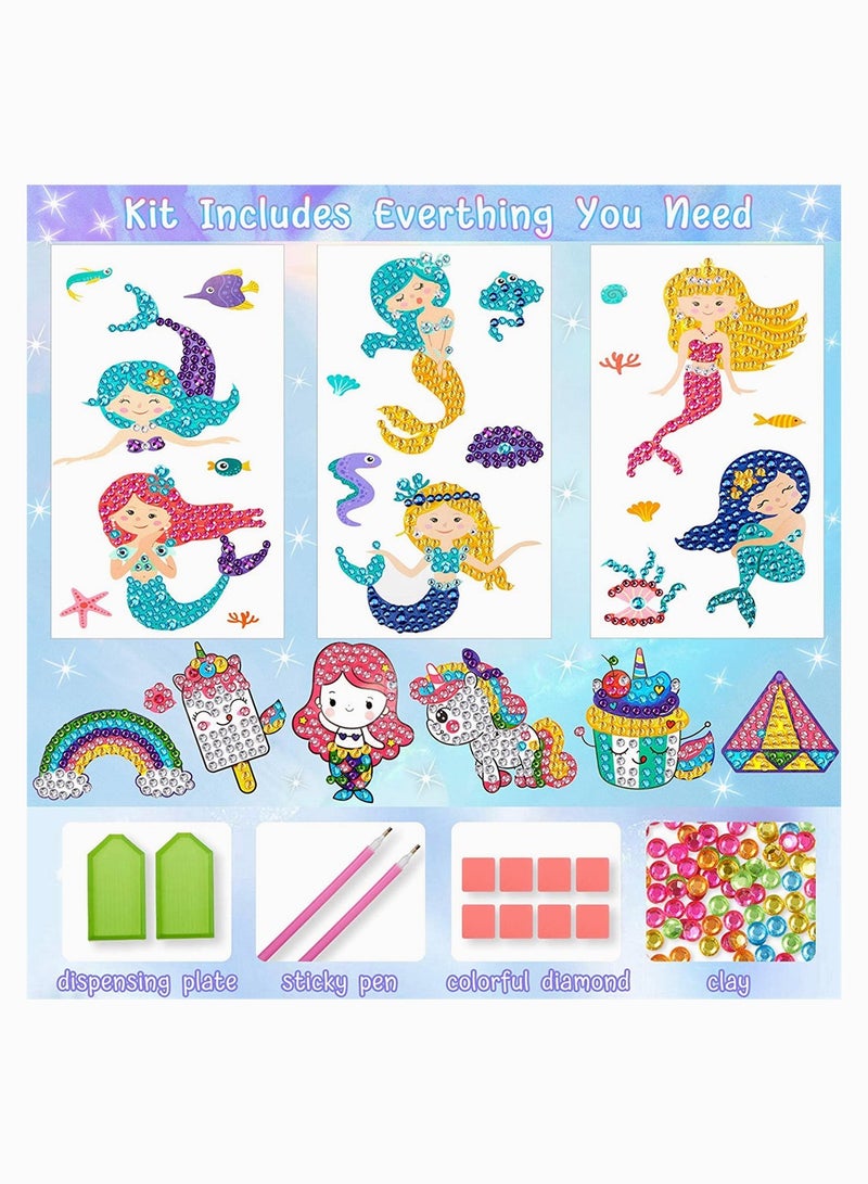 SYOSI Mermaid Diamond Painting Kit for Kids, SYOSI 26 Pieces Mermaid Unicorn DIY Diamond Painting Stickers with DIY Painting Tools to Create Your Own Magical Stickers Cute Art and Crafts for Girls Boys - Image 5