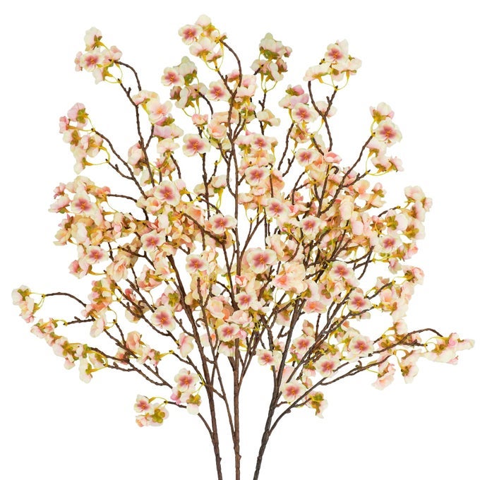 3PCS SILK CHERRY BLOSSOM BRANCHES 405IN ARTIFICIAL CHERRY BLOSSOM FLOWERS LONG STEMS FAKE FLOWERS ARRANGEMENTS FOR TALL VASE WEDDING HOME JAPANESE DECOR YELLOW PINK