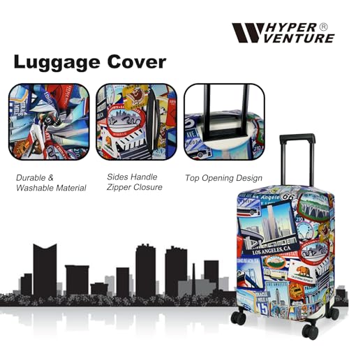 HYPER VENTURE Washable Luggage Cover - Fashion Suitcase Protector Fits 31-32 Inch Luggage (Travel Location, XL) - Image 2