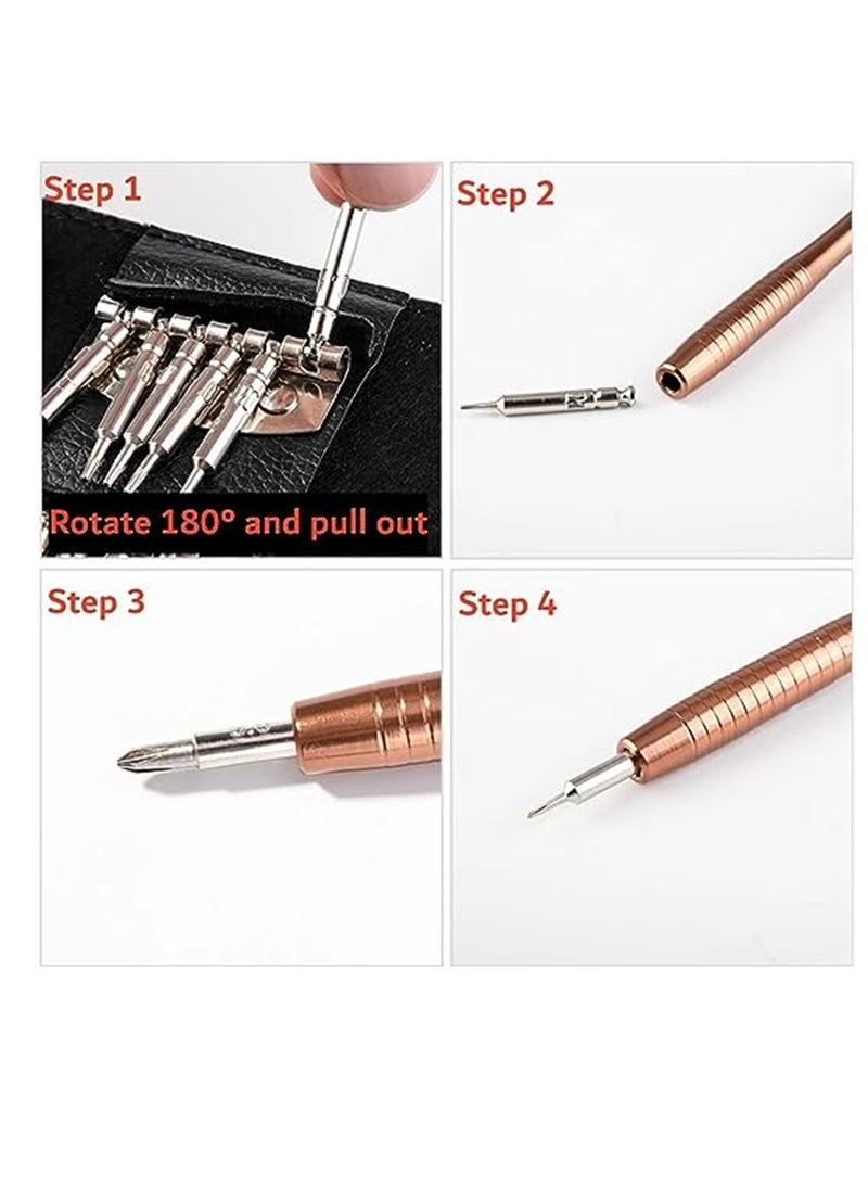 طقم مفكات براغي مغناطيسي، 25 في 1 طقم مفكات براغي صغير برأس فيليبس ورأس مسطح، طقم مفكات براغي صغير للجيب لإصلاح الإلكترونيات، ماك بوك، آيفون، آيباد، النظارات، الساعة، الكمبيوتر اللوحي - Image 4