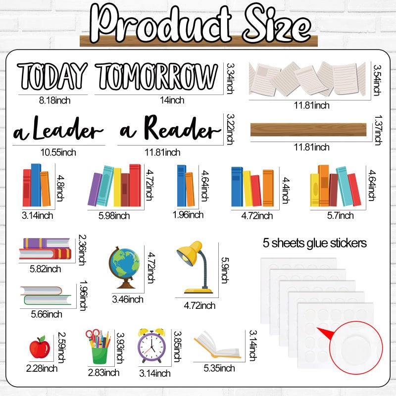 Qilery Bookshelf Bulletin Board Set Today a Reader Tomorrow a Leader Motivational Classroom Decor Reading Library Bulletin Board Set Inspirational Cutout for Back to School Classroom Decoration - Image 2