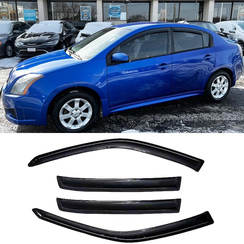 Kucaruce Sun Rain Guards Window Wind Deflector for 2007-2012 Nissan Sentra - 4pcs Dark Smoke Vent Visor - Image 1