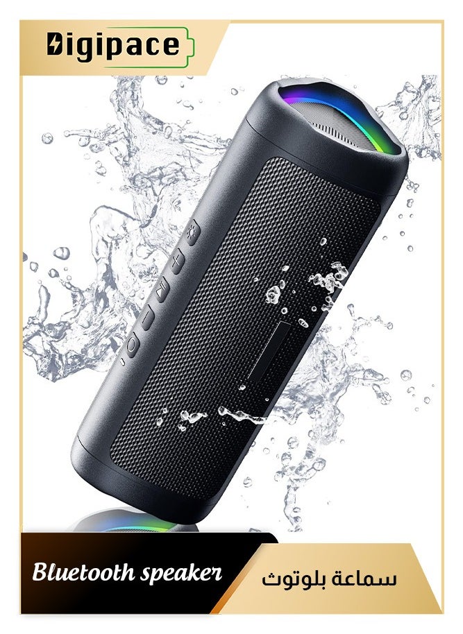Digipace Bluetooth Speaker with HD Sound, Portable Wireless, IPX5 Waterproof, Up to 24H Playtime, TWS Pairing, BT5.3, for Home Party Outdoor Beach, Black  - Image 1
