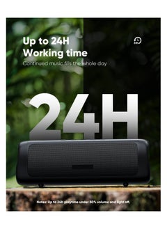 Digipace Bluetooth Speaker with HD Sound, Portable Wireless, IPX5 Waterproof, Up to 24H Playtime, TWS Pairing, BT5.3, for Home Party Outdoor Beach, Black  - Image 3