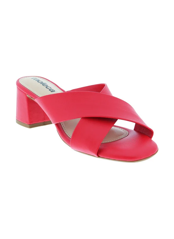 موليكا Moleca Ladies Mid Heel Sandals Red | Made In Brazil