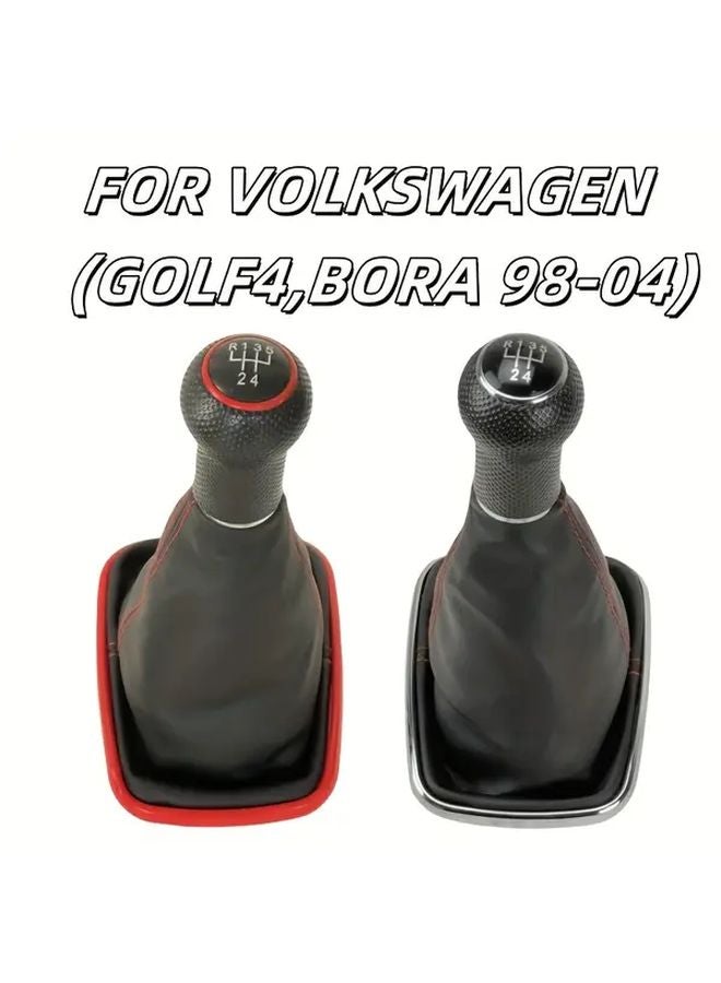 6 Speed Silvery Frame PU Leather Gear Shift Cover For VW Golf 4 Bora 98 04 Anti Slip Wear Resistant - Image 5
